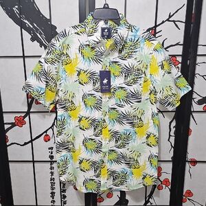 Pacific Polo Club Men's Palm Leaf Print Shirt Size Medium New